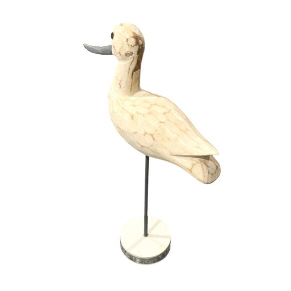 Standing Rustic White and Gray Wood Carved Bird Decoy Figurine - Picture 6 of 7